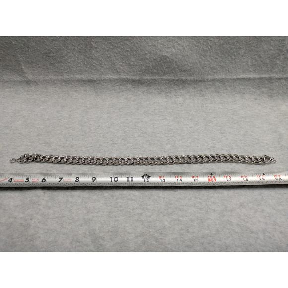 Chunky Chain Necklace Silver Tone Double Twisted Chain Chocker Necklace 16" VTG - Picture 4 of 5